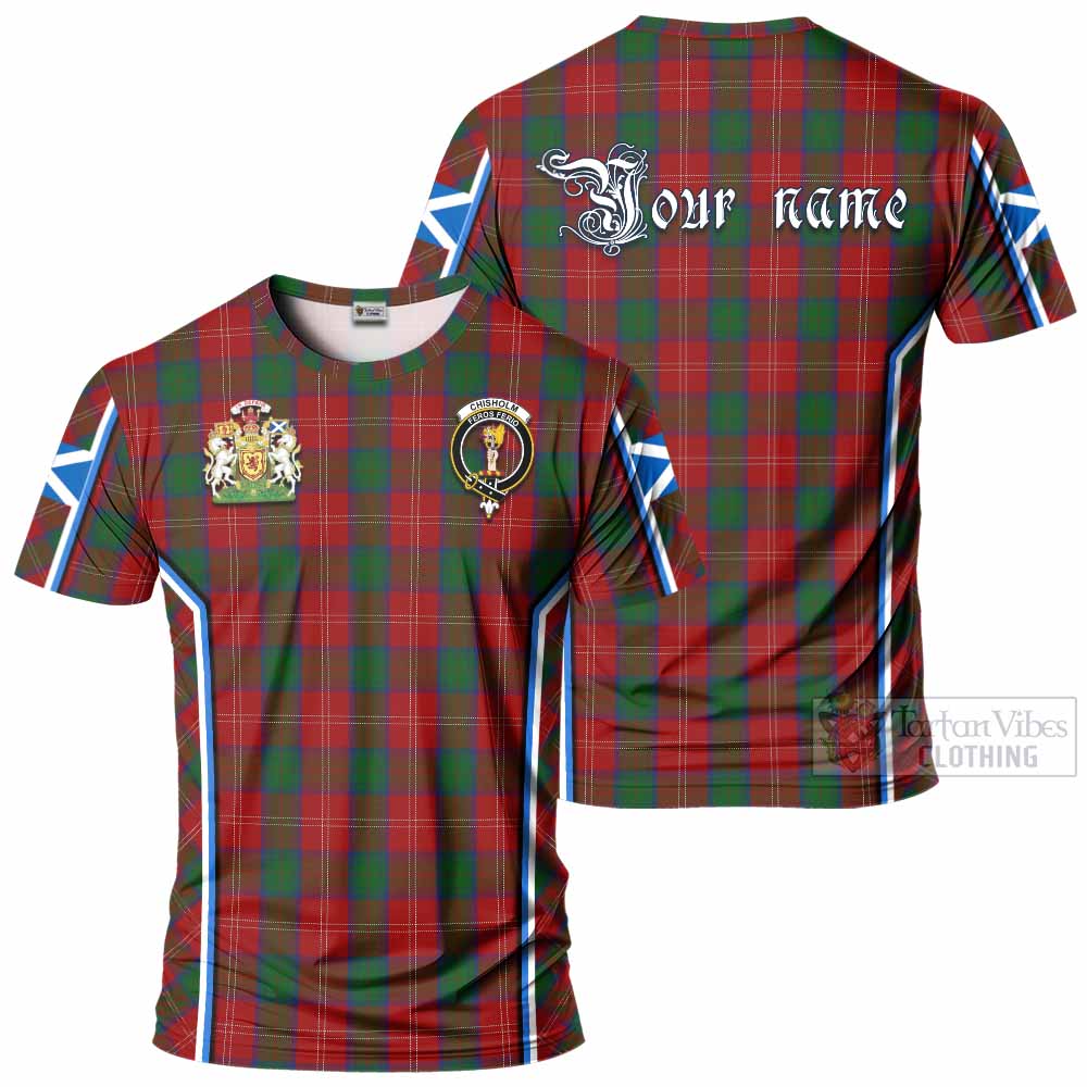 Chisholm Tartan Crest T-shirt Scotland Coat of Arm Flag Style - Tartan Vibes Clothing