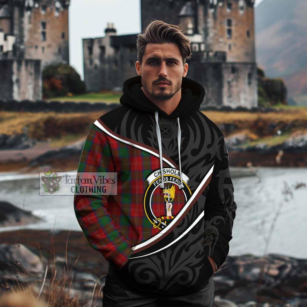 Chisholm Tartan Family Crest Cotton Hoodie Celtic Scottish Thistle Floral - Tartan Vibes Clothing