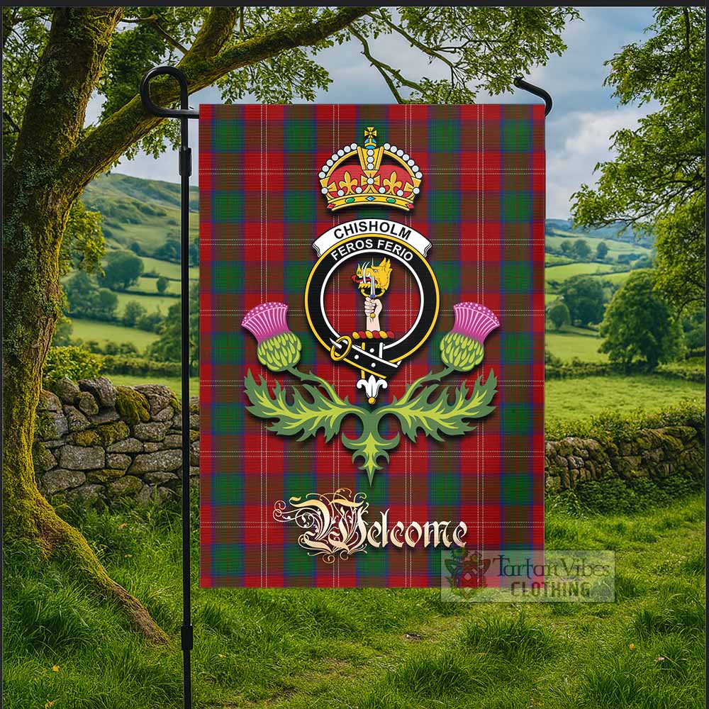 Chisholm Tartan Family Crest Garden Flag Royal Thistle Welcome Style - Tartan Vibes Clothing