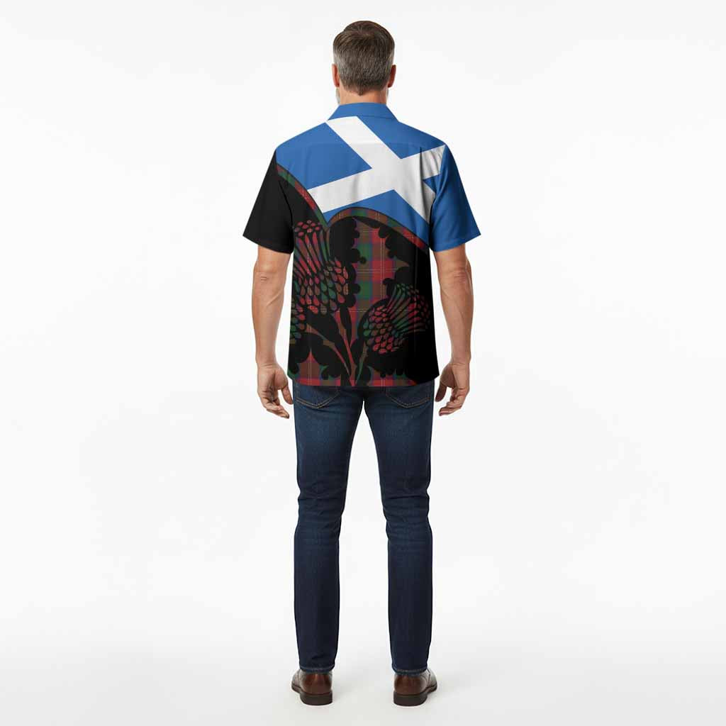 Chisholm Tartan Family Crest Hawaiian Shirt Scotland Thistle Floral Flag Style