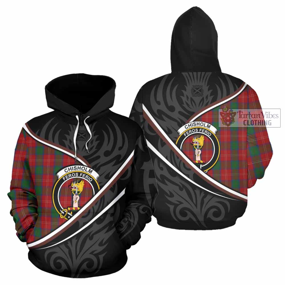 Chisholm Tartan Family Crest Hoodie Celtic Scottish Thistle Floral - Tartan Vibes Clothing