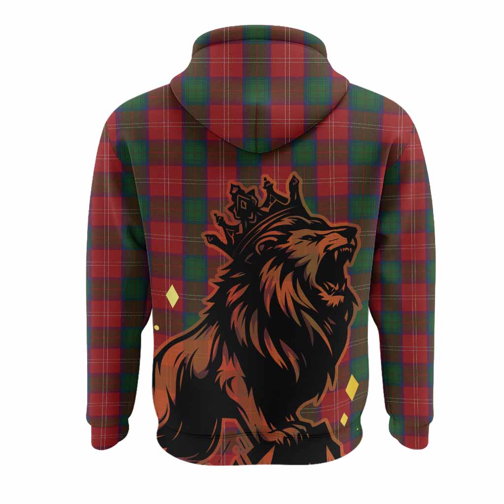 Chisholm Tartan Family Crest Hoodie Crowned Lion Roaring