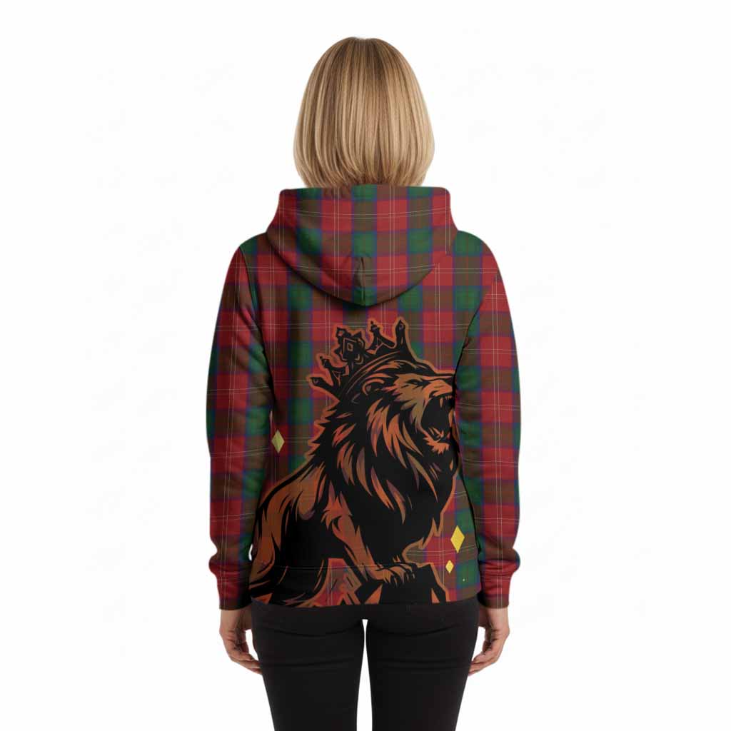 Chisholm Tartan Family Crest Hoodie Crowned Lion Roaring