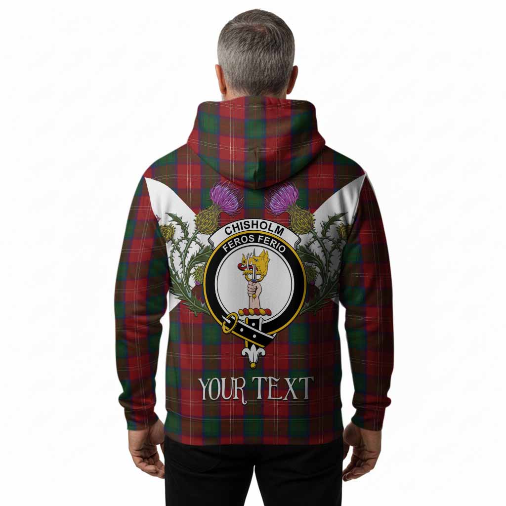Chisholm Tartan Family Crest Hoodie Scottish Burns Night Thistle Floral