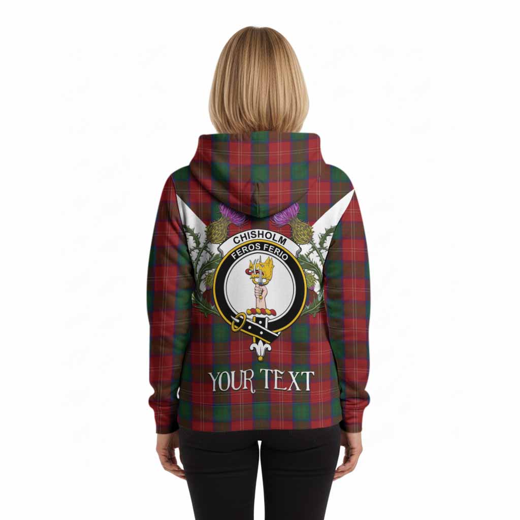 Chisholm Tartan Family Crest Hoodie Scottish Burns Night Thistle Floral