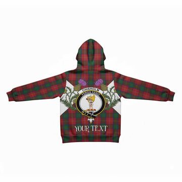 Chisholm Tartan Family Crest Kid Hoodie Scottish Burns Night Thistle Floral