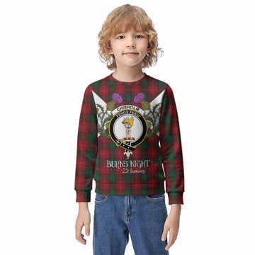 Chisholm Tartan Family Crest Kid Knitted Sweatshirt Scottish Burns Night Thistle Floral