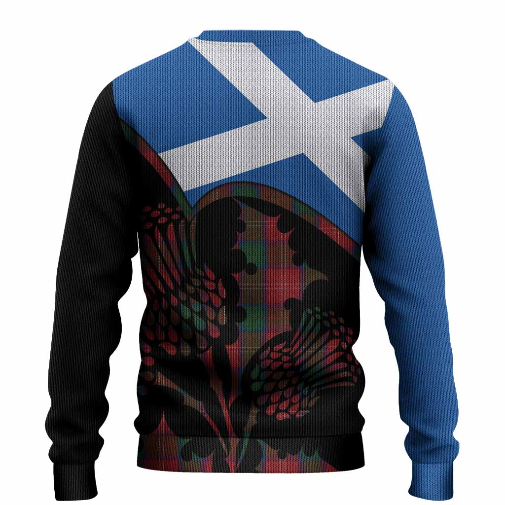 Chisholm Tartan Family Crest Knitted Sweater Scotland Thistle Floral Flag Style