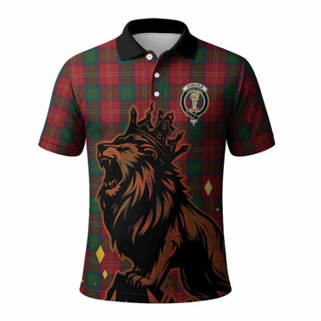 Chisholm Tartan Family Crest Polo Shirt Crowned Lion Roaring