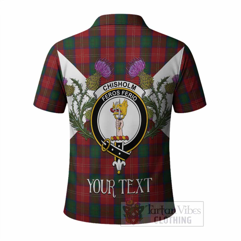Chisholm Tartan Family Crest Polo Shirt Scottish Burns Night Thistle Floral