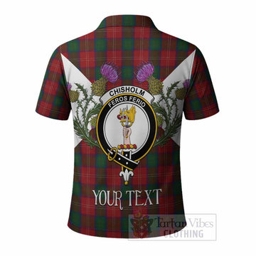 Chisholm Tartan Family Crest Polo Shirt Scottish Burns Night Thistle Floral
