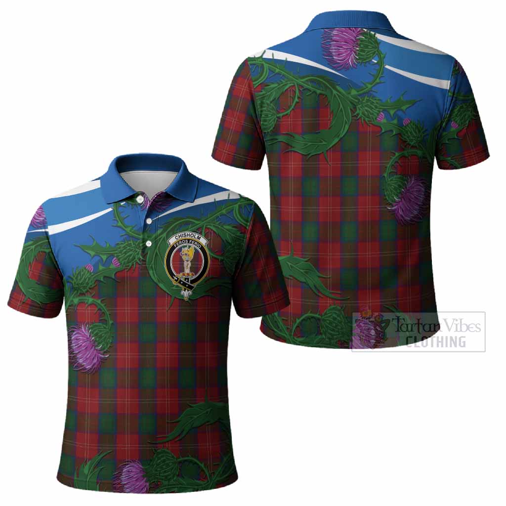 Chisholm Tartan Family Crest Polo Shirt Thistle in Minimalism