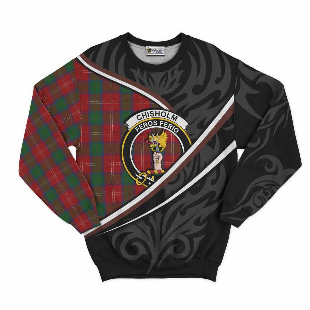 Chisholm Tartan Family Crest Sweatshirt Celtic Scottish Thistle Floral - Tartan Vibes Clothing