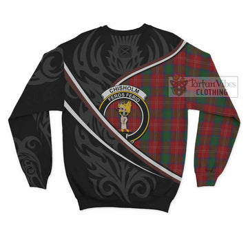 Chisholm Tartan Family Crest Sweatshirt Celtic Scottish Thistle Floral