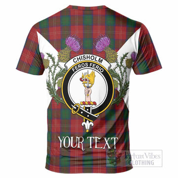 Chisholm Tartan Family Crest T-Shirt Scottish Burns Night Thistle Floral