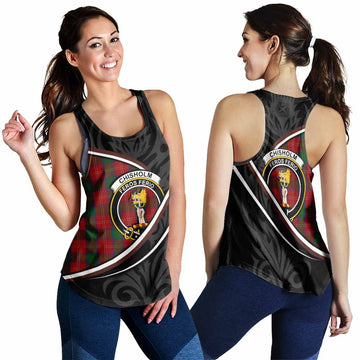 Chisholm Tartan Family Crest Women Racerback Tanks Celtic Scottish Thistle Floral - Tartan Vibes Clothing