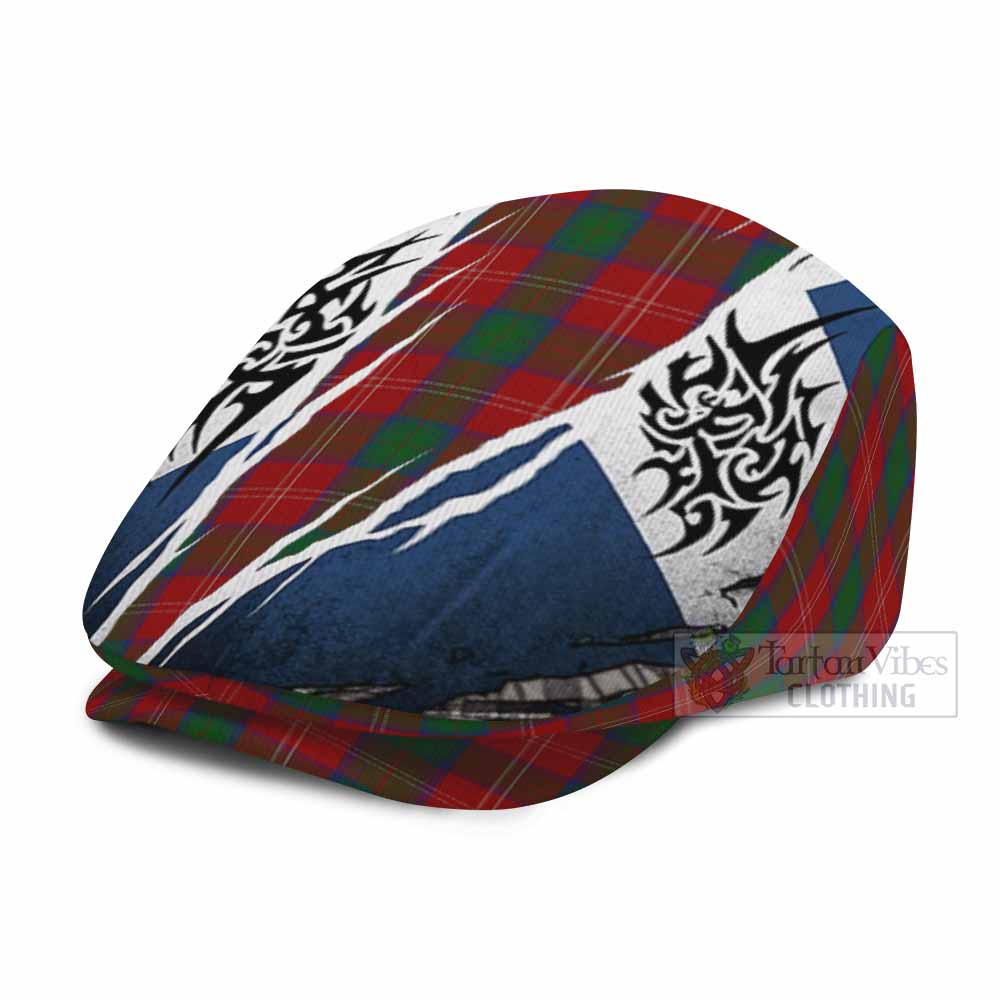 Chisholm Tartan Flat Cap, Jeff Cap Scotland Flag Ripped Tribal Design