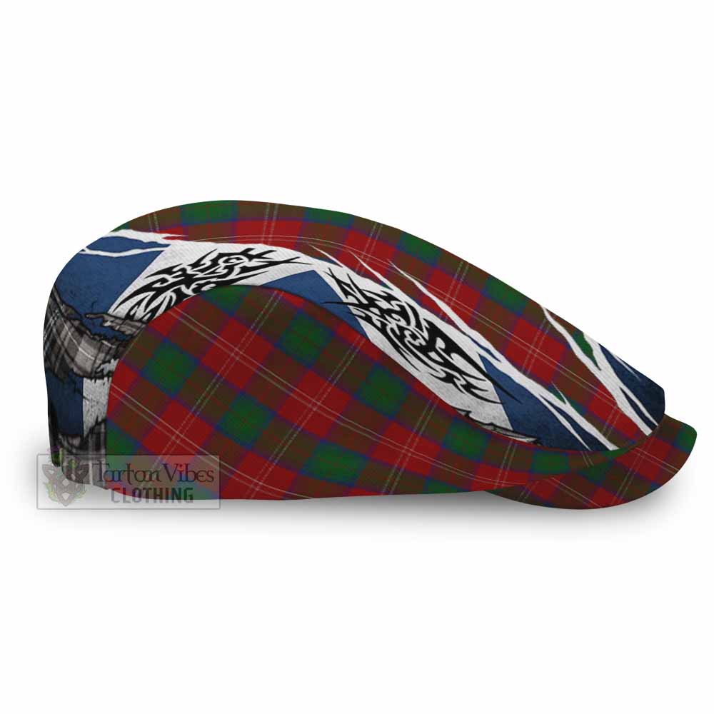 Chisholm Tartan Flat Cap, Jeff Cap Scotland Flag Ripped Tribal Design