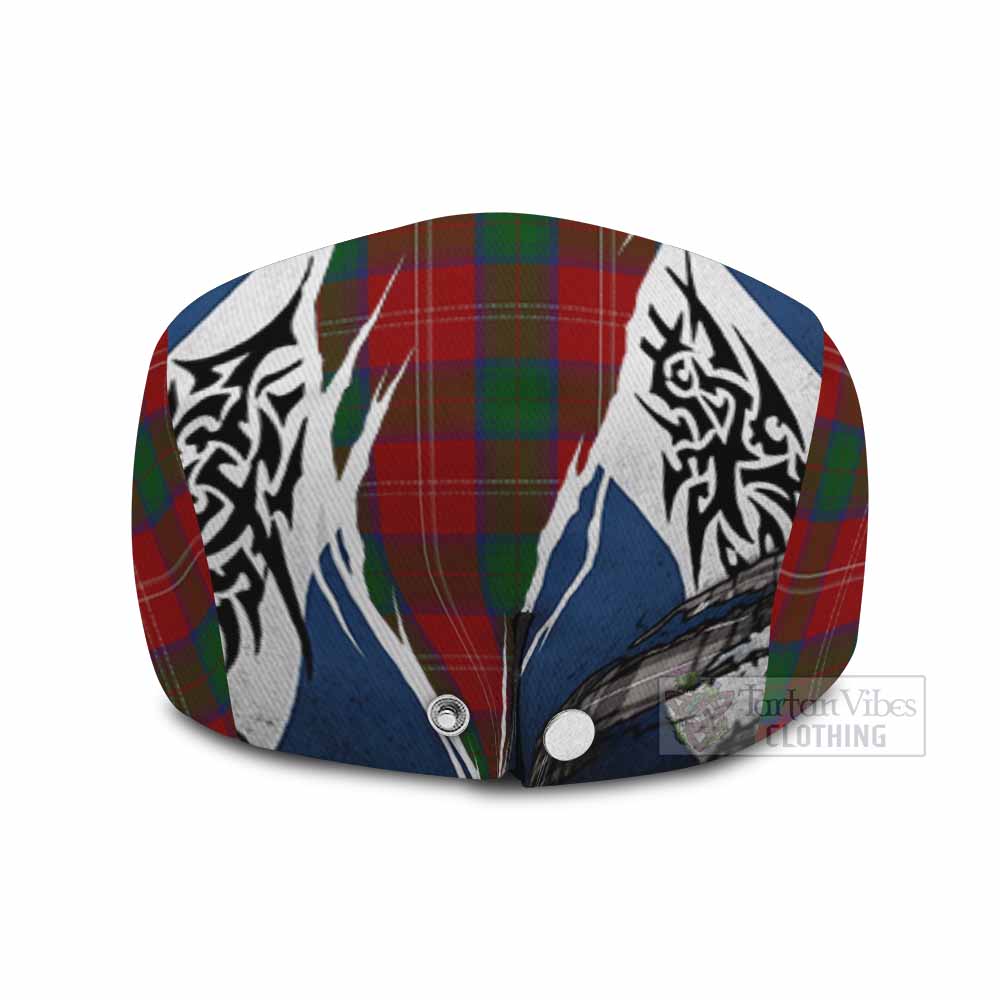 Chisholm Tartan Flat Cap, Jeff Cap Scotland Flag Ripped Tribal Design