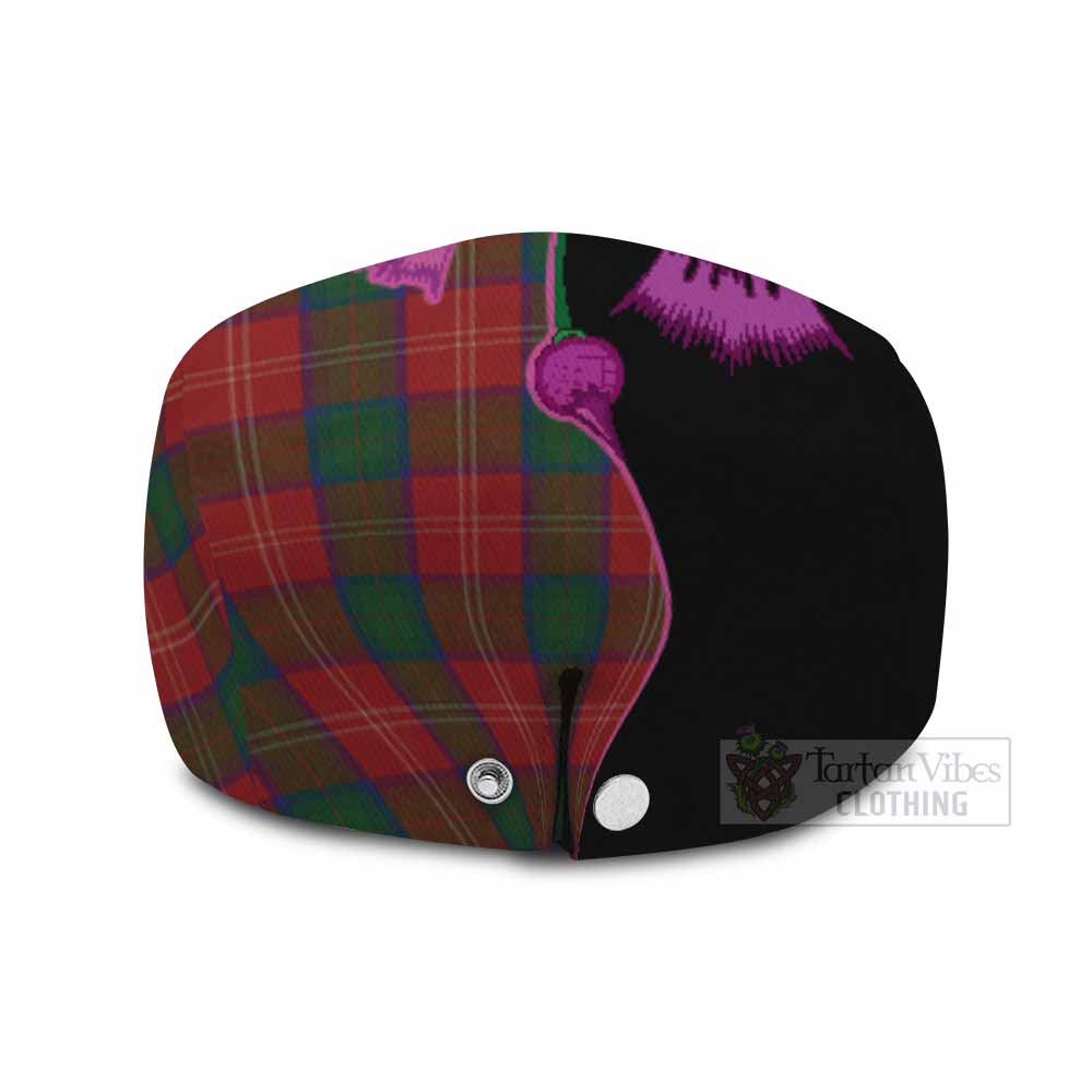 Chisholm Tartan Flat Cap, Jeff Cap Traditional Scottish Thistle