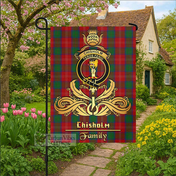 Chisholm Tartan Garden Flag with Highland Thistle Cherish Family Crest Style