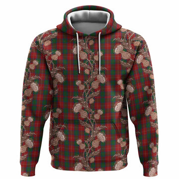 Chisholm Tartan Hoodie Seamless Scottish Thistle Flowers