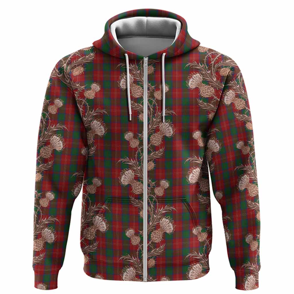 Chisholm Tartan Hoodie Seamless Scottish Thistle Flowers