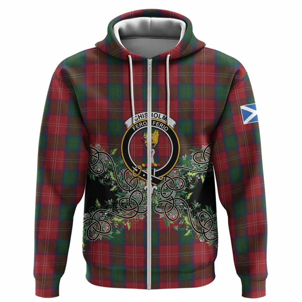 Chisholm Tartan Hoodie Thistle Scottish Spirit