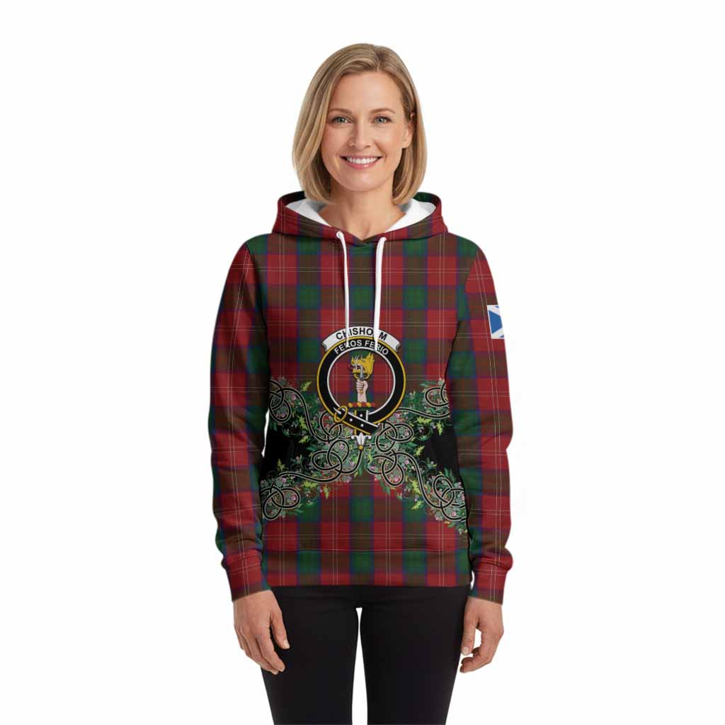 Chisholm Tartan Hoodie Thistle Scottish Spirit