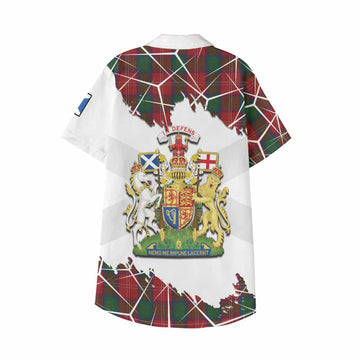 Chisholm Tartan Kid Hawaiian Shirt with Family Crest and Lion Rampant Grunge Style