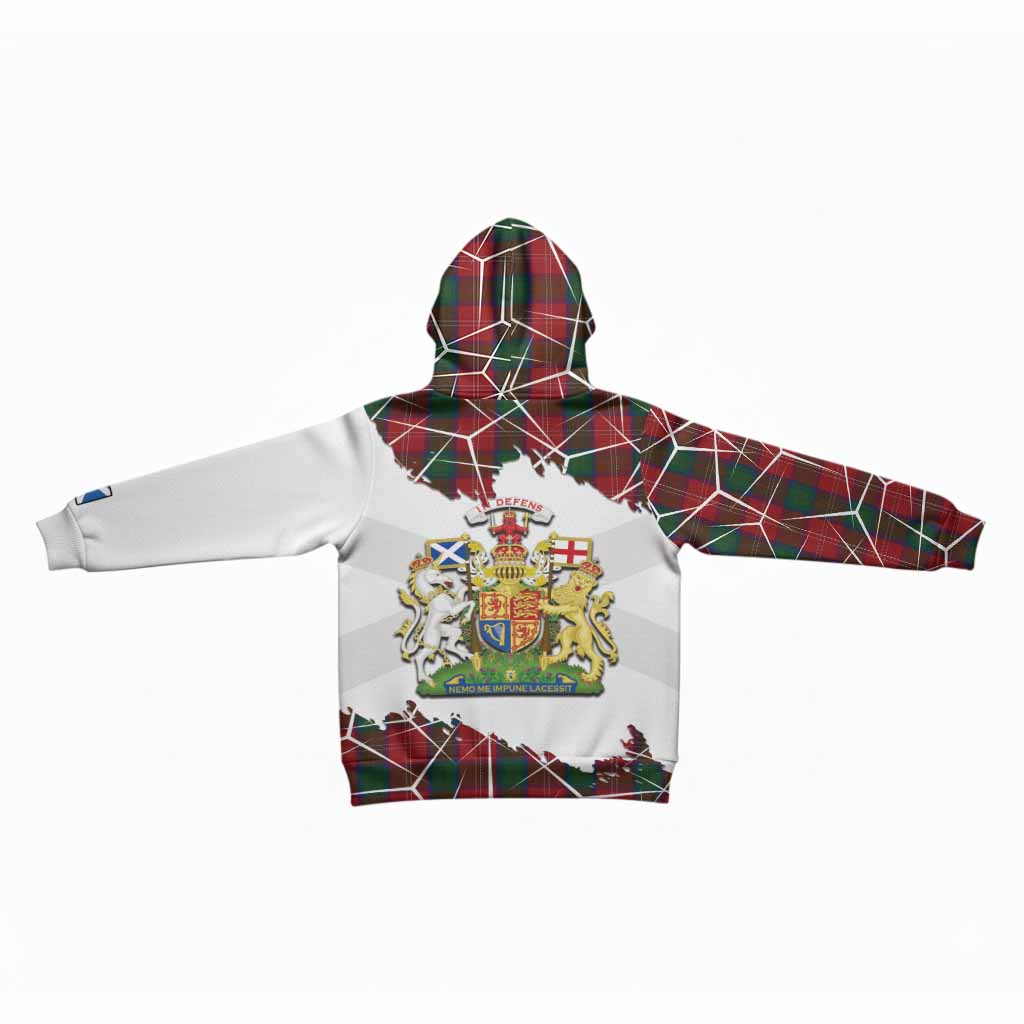 Chisholm Tartan Kid Hoodie with Family Crest and Lion Rampant Grunge Style