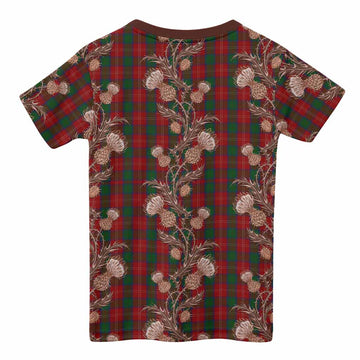 Chisholm Tartan Kid T-shirt Seamless Scottish Thistle Flowers