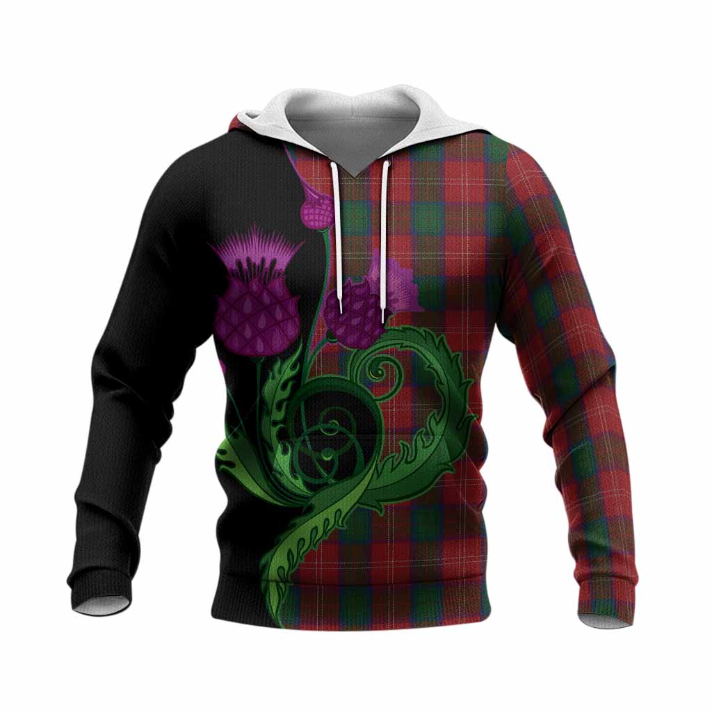 Chisholm Tartan Knitted Hoodie Traditional Scottish Thistle