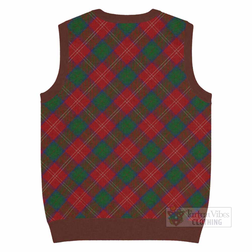 Chisholm Tartan Knitted V-Neck Vest with Family Crest Cross Style