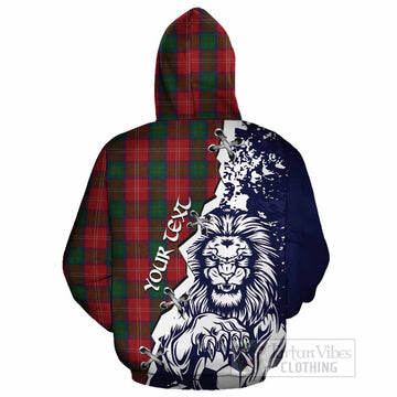 Chisholm Tartan Scottish Cotton Hoodie Angry Lion With Soccer Ball Style