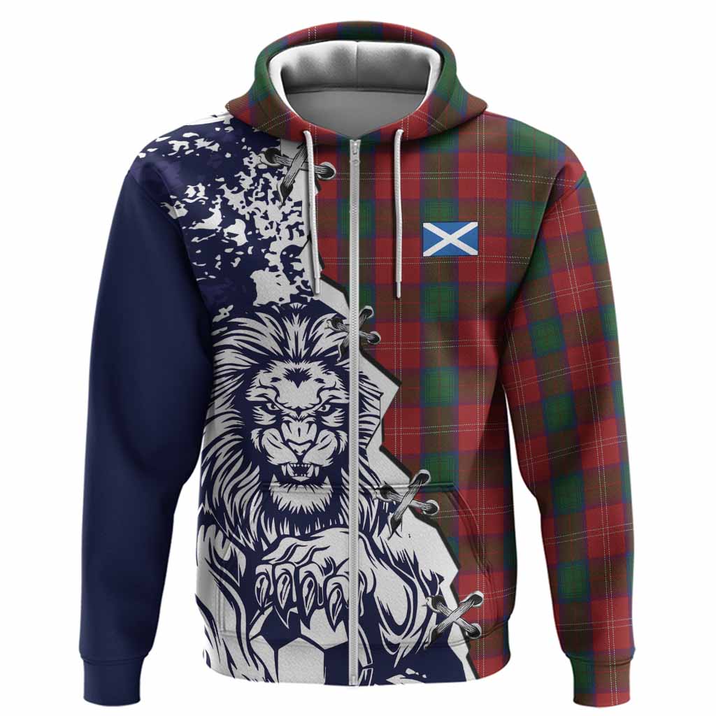 Chisholm Tartan Scottish Hoodie Angry Lion With Soccer Ball Style