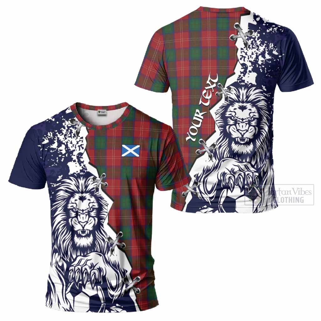Chisholm Tartan Scottish T-Shirt Angry Lion With Soccer Ball Style