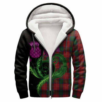 Chisholm Tartan Sherpa Hoodie Traditional Scottish Thistle