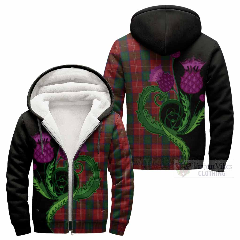 Chisholm Tartan Sherpa Hoodie Traditional Scottish Thistle