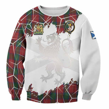 Chisholm Tartan Sweatshirt with Family Crest and Lion Rampant Grunge Style