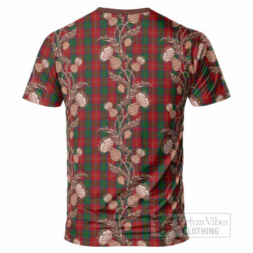 Chisholm Tartan T-Shirt Seamless Scottish Thistle Flowers