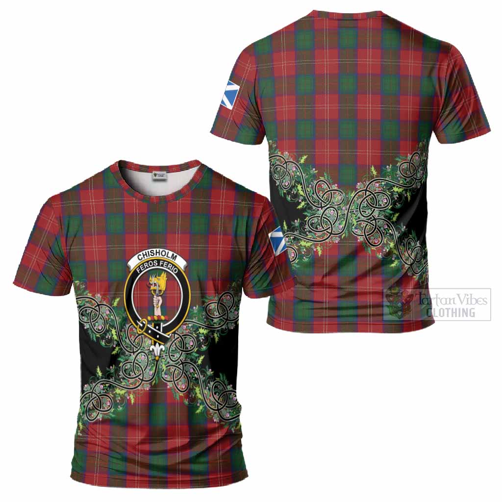 Chisholm Tartan T-Shirt Thistle Scottish Spirit