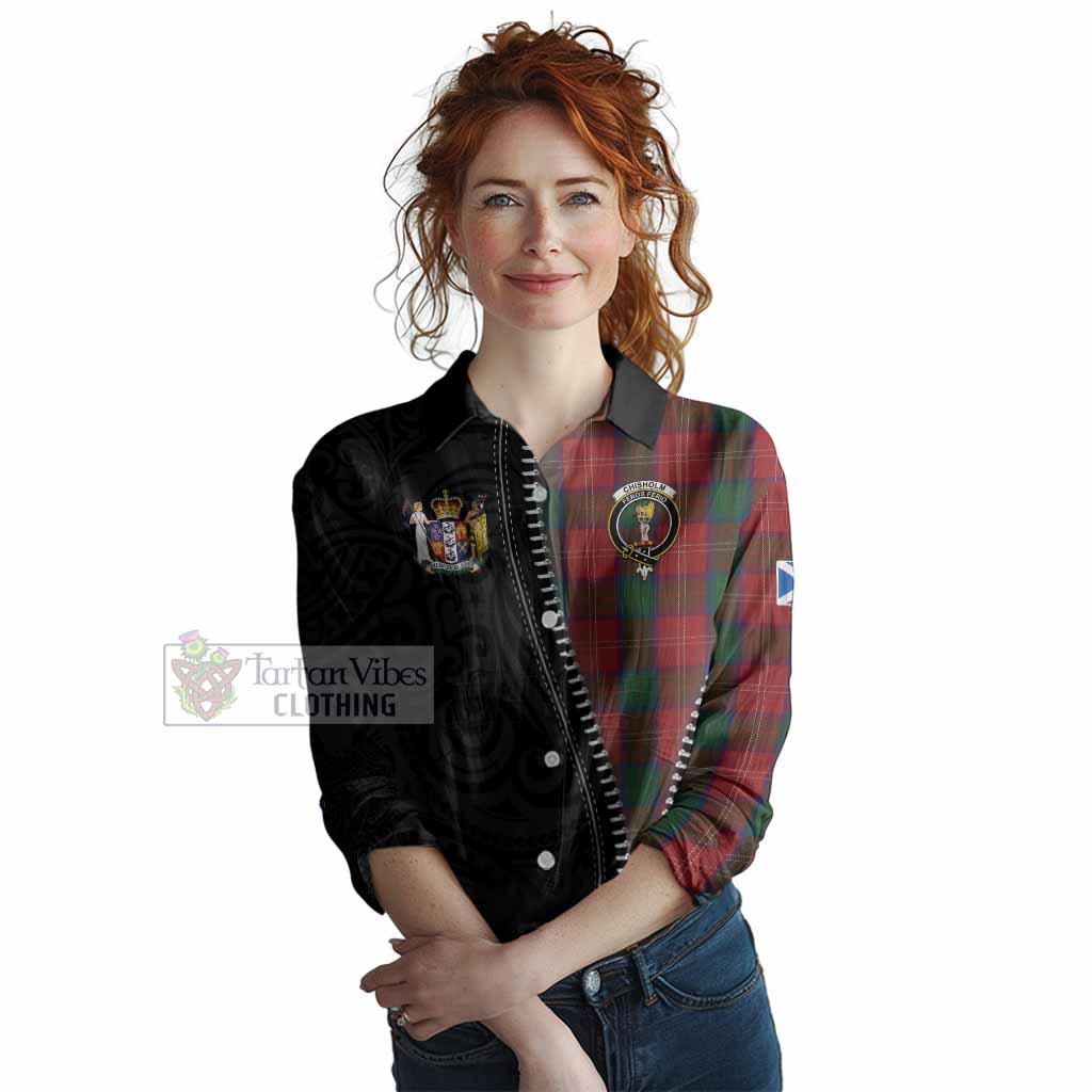 Chisholm Tartan Women Casual Shirt New Zealand Pattern Unique Zipper Stylized