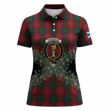 Chisholm Tartan Women Polo Shirt Thistle Scottish Spirit