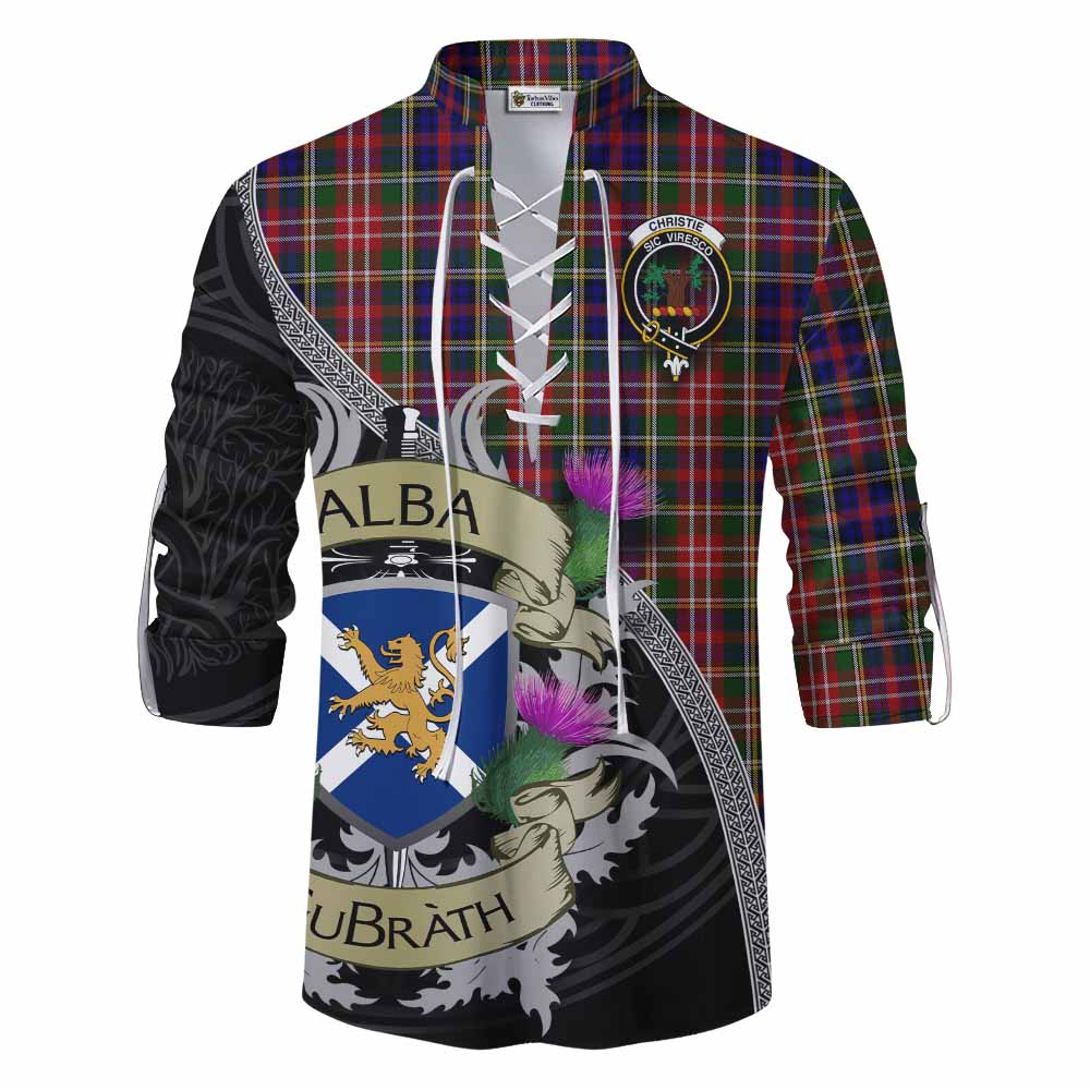 Tartan Vibes Clothing Christie Tartan Family Crest Ghillie Kilt Shirt Lion Rampant Royal Thistle Shield Celtic Inspired