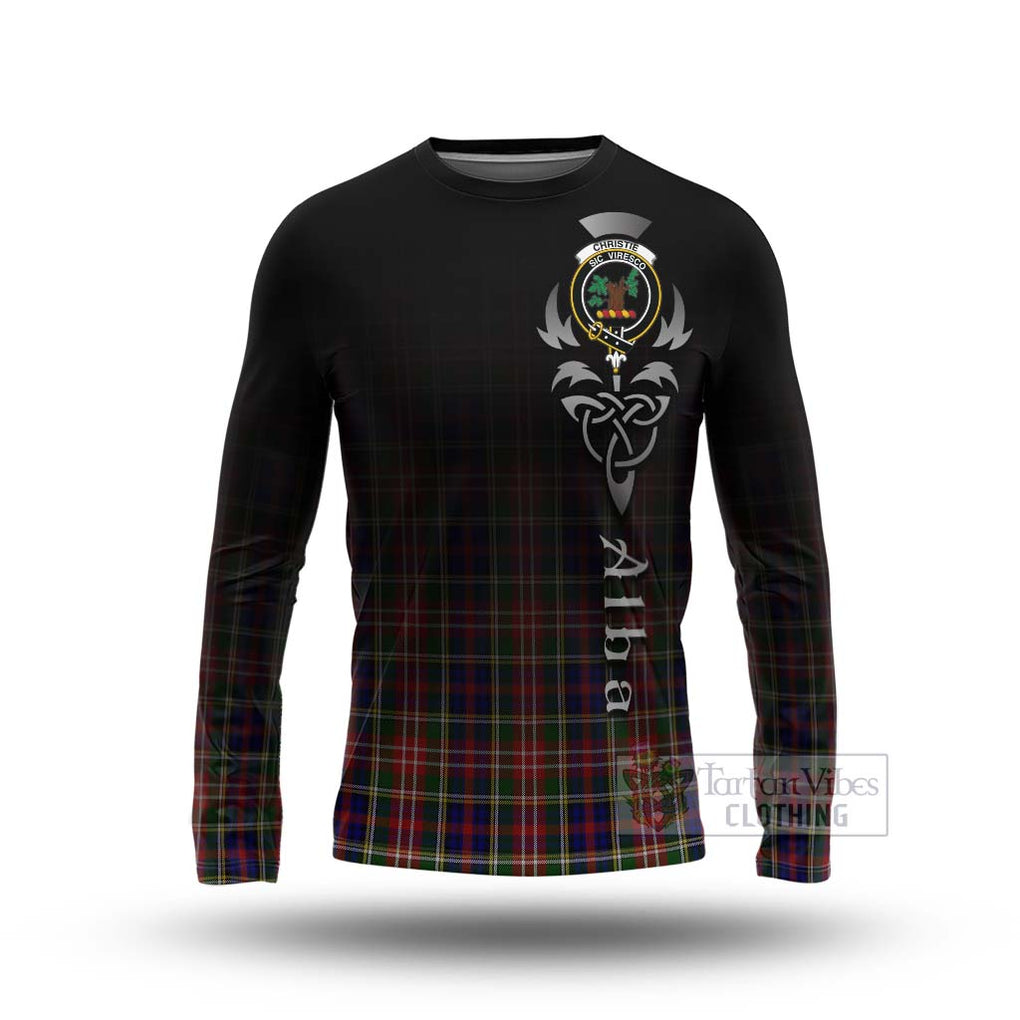 Tartan Vibes Clothing Christie Tartan Long Sleeve T-Shirt Featuring Alba Gu Brath Family Crest Celtic Inspired