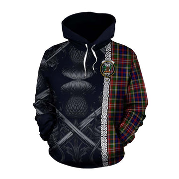 Tartan Vibes Clothing Christie Tartan Cotton Hoodie with Family Crest Cross Sword Thistle Celtic Vibes