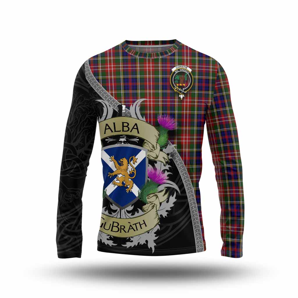 Tartan Vibes Clothing Christie Tartan Family Crest Long Sleeve T-Shirt Lion Rampant Royal Thistle Shield Celtic Inspired