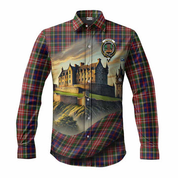 Christie Tartan Family Crest Long Sleeve Button Shirt with Scottish Ancient Castle Style