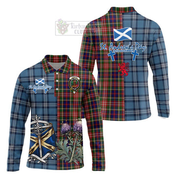 Tartan Vibes Clothing Christie Tartan Long Sleeve Polo Shirt Happy St. Andrew's Day Half Tartan Style